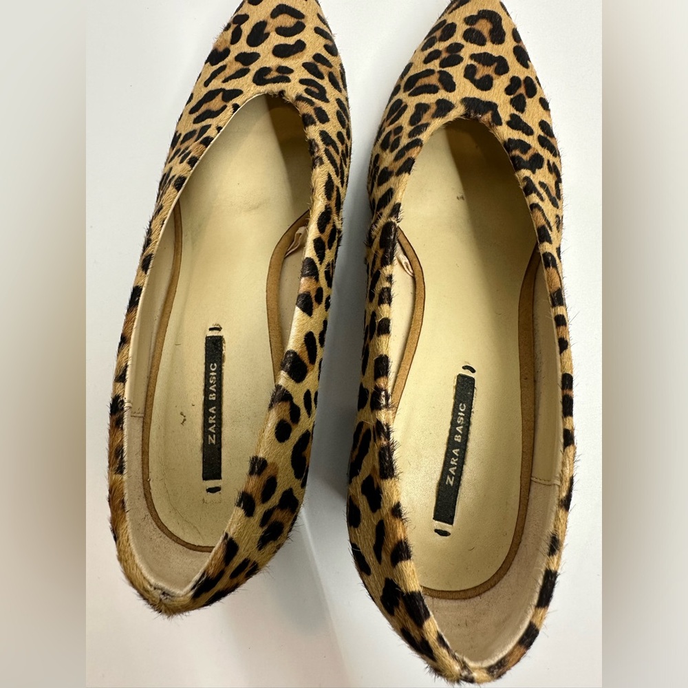 Zara Leopard Print Block Heel Pumps - Tan, Black - Picture 11 of 15